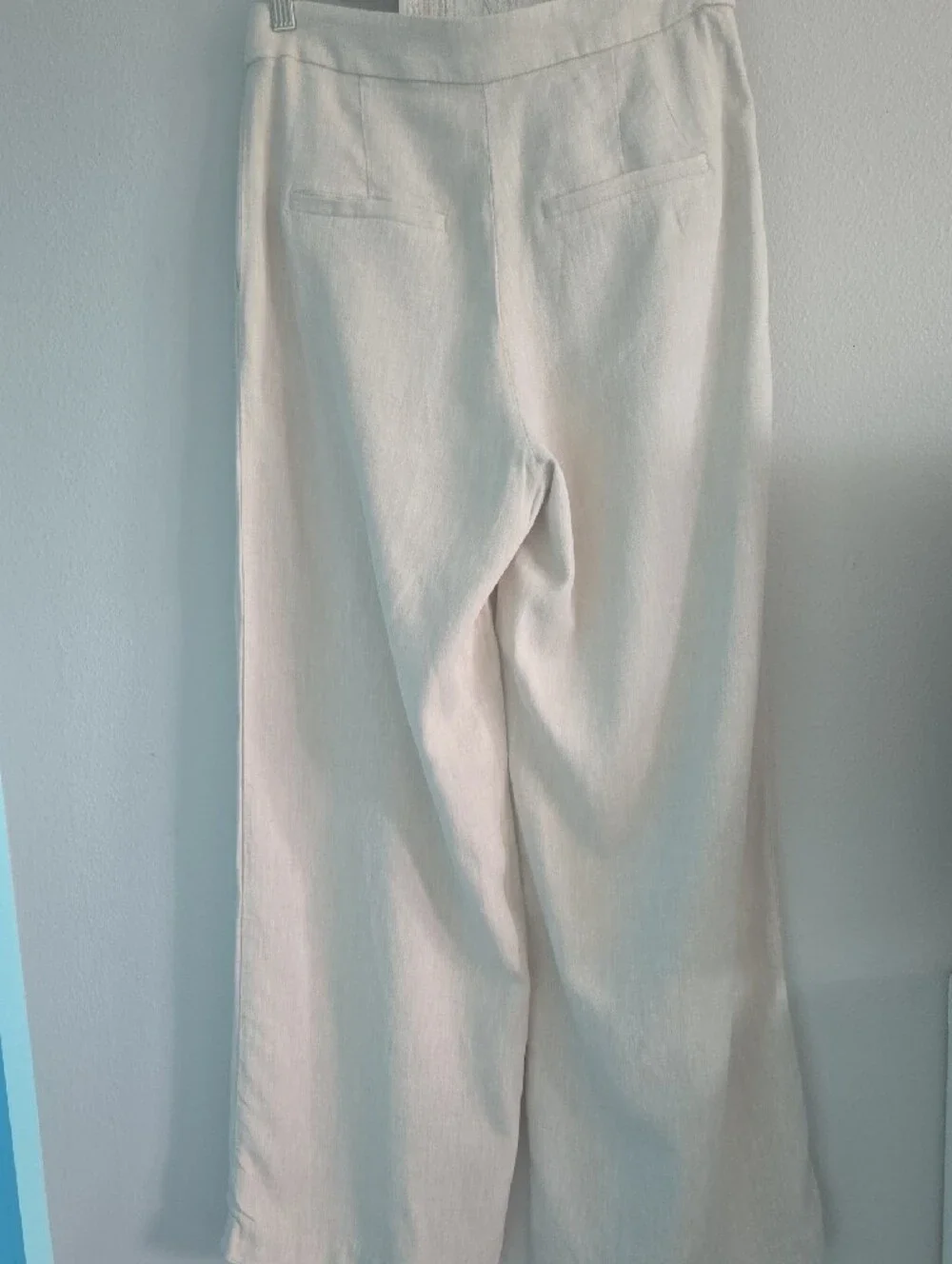 H&M women's Cream linen blend Wide-Leg Dress Trousers